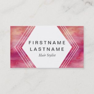 Modern Impact Pink Water Color Business Card