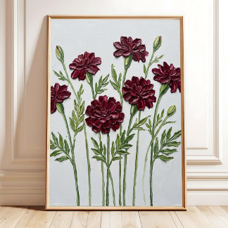 Modern Impasto Marigold Floral Wall Art Canvas Pri