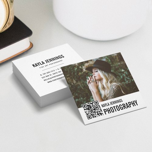 Modern Impression  QR Code Photographer Square Business Card