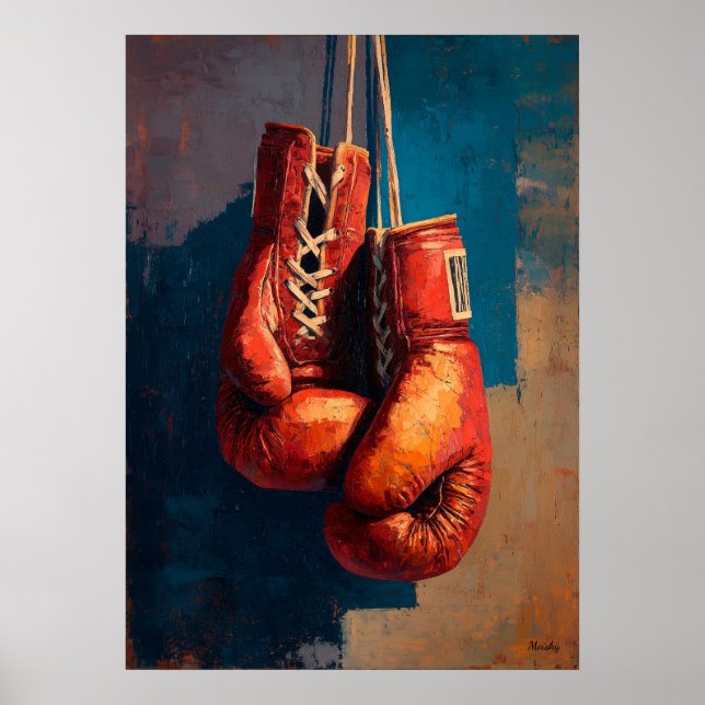 Modern Impressionist Boxing Gloves Strength Poster (Front)