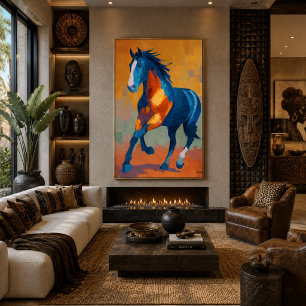 Modern Impressionist Horse Painting Colorful Poster