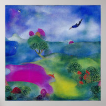 Modern Impressionist Pasture by the Sea