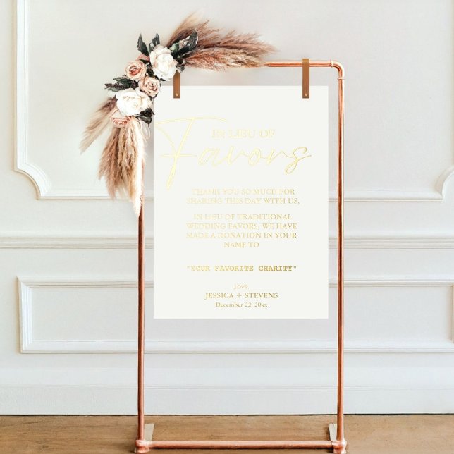 Modern in lieu of favors wedding charity donation foil prints (Creator Uploaded)