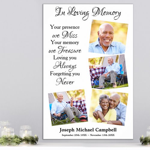 Modern In Loving Memory 4 Photo Funeral Memorial Poster