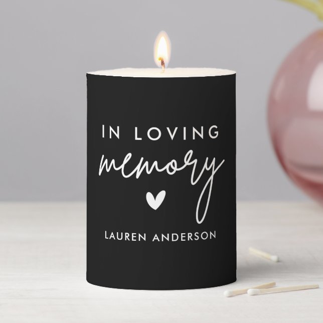 Modern In Loving Memory Black Wedding Ceremony Pillar Candle (In Situ)