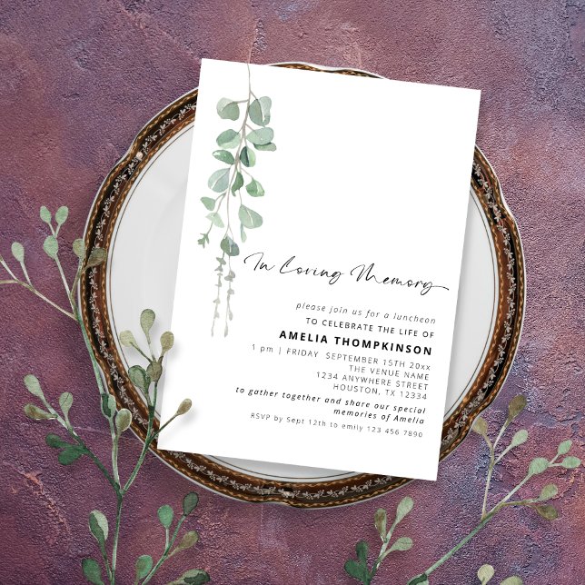 Modern In Loving Memory Eucalyptus Funeral  Invitation (Creator Uploaded)