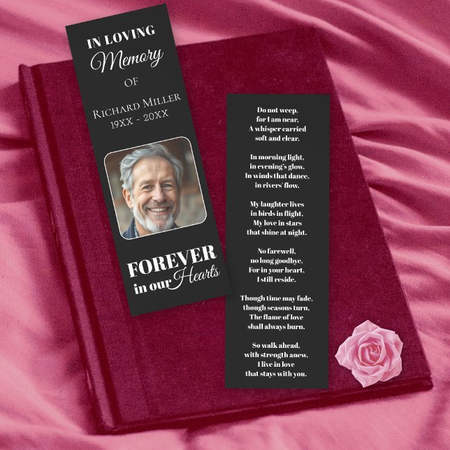 Modern In Loving memory funeral photo and poem Bookmarks (Creator Uploaded)