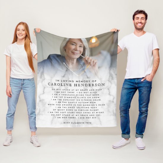 Modern In Loving Memory Marble Photo Keepsake Fleece Blanket