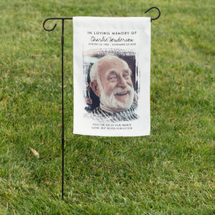Modern In Loving Memory Memorial Photo Garden Flag