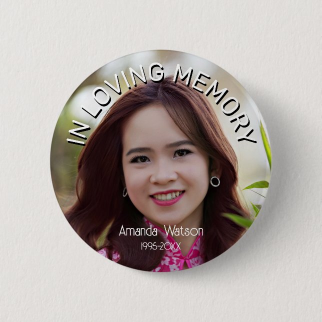 Modern In loving memory Memorial Tribute Button (Front)