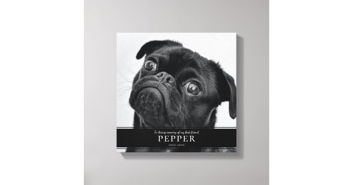 Modern In Loving Memory Pet Dog Memorial Photo Canvas Print | Zazzle