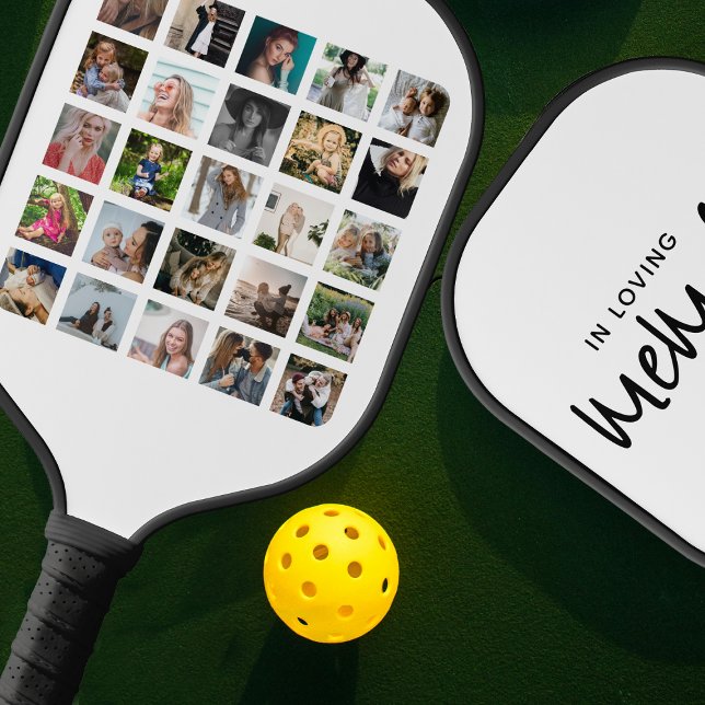 Modern In Loving Memory Photo Collage Pickleball Paddle (Creator Uploaded)