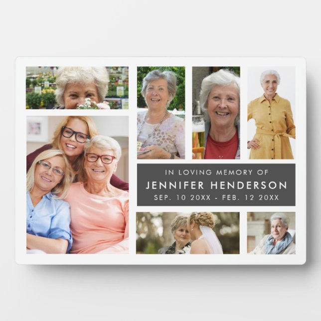Modern In Loving Memory Photo Collage Plaque (Front)
