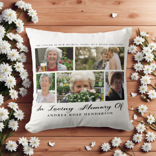 Modern In Loving Memory Photo Collage Throw Pillow