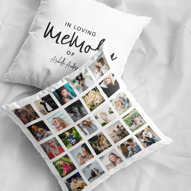 Modern In Loving Memory Photo Collage Throw Pillow (Creator Uploaded)
