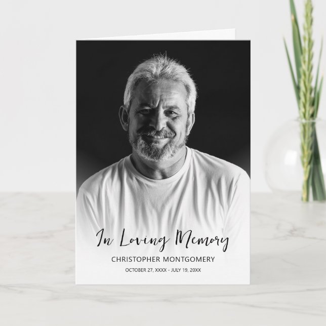 Modern In Loving Memory Photo Funeral Folded Program (Front)