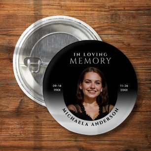 Modern In Loving Memory Photo Funeral/Memorial Button
