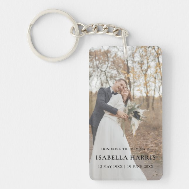 Modern “In Loving Memory” Photo Keepsake Keychain (Front)