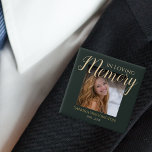 Modern In Loving Memory | Photo Memorial Button<br><div class="desc">Funeral 'In loving memory' memorial badge will make the perfect tribute to your love one. Featuring the saying 'in loving memory' a photo,  their name,  and birth/death dates,  over a dark green background. Font styles,  size and color can be changed by clicking on the customize further link after personalizing.</div>