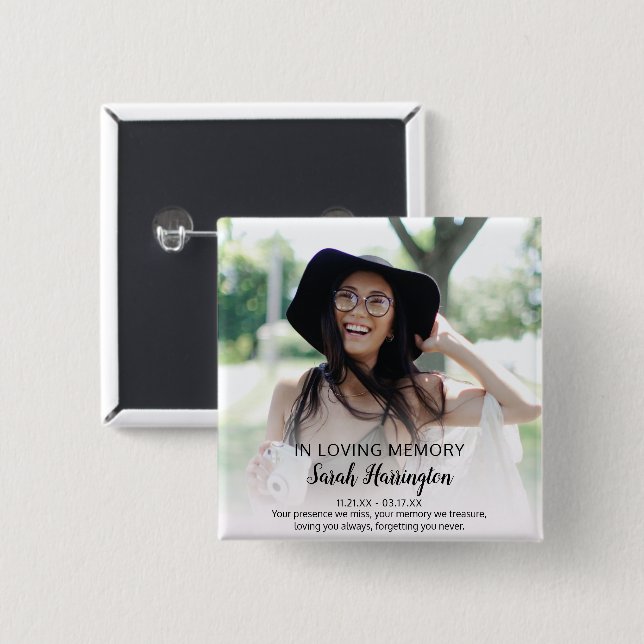 Modern In Loving Memory | Photo Memorial Button (Front & Back)