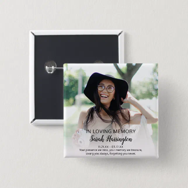 Modern In Loving Memory | Photo Memorial Button | Zazzle