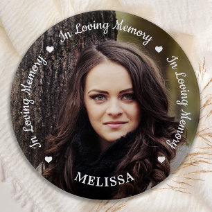 Modern In Loving Memory Photo Memorial Funeral Button