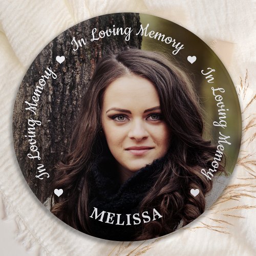 Modern In Loving Memory Photo Memorial Funeral  Button