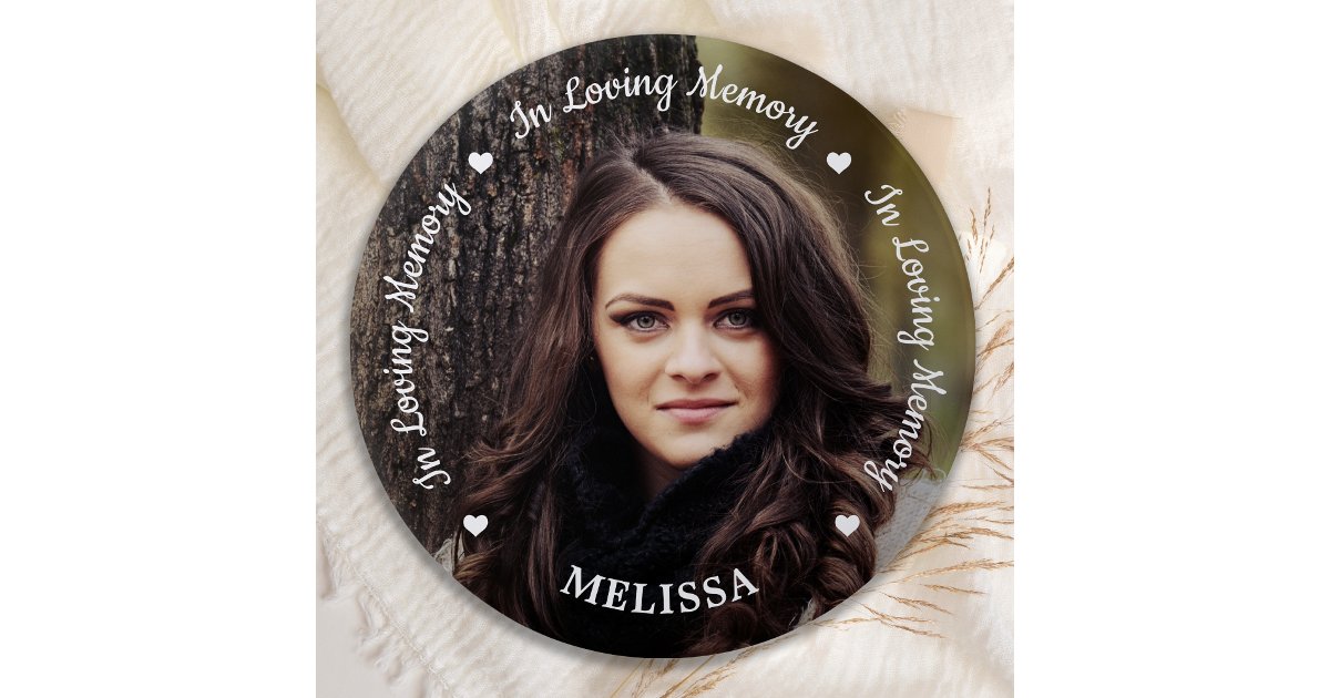 Modern In Loving Memory Photo Memorial Funeral Button | Zazzle
