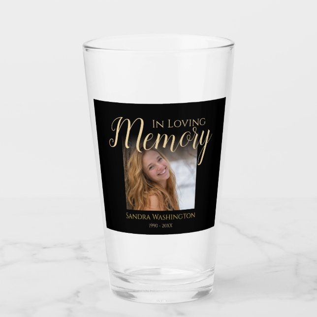 Modern In Loving Memory | Photo Memorial Glass (Front)