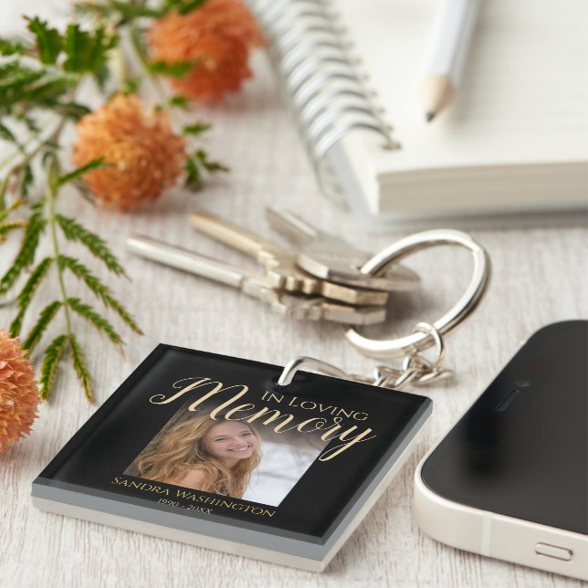 Modern In Loving Memory | Photo Memorial Keychain (Front Right)