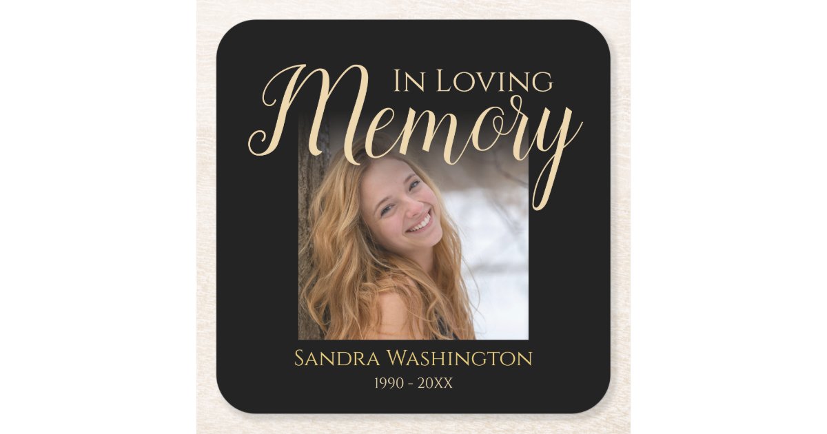 Modern In Loving Memory | Photo Memorial Square Paper Coaster | Zazzle