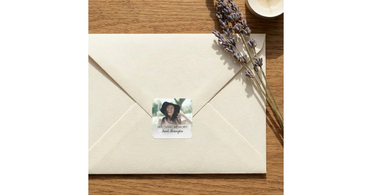 Modern In Loving Memory | Photo Memorial Square Sticker | Zazzle