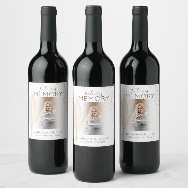 Modern In Loving Memory | Photo | Memorial Wine Label (Bottles)