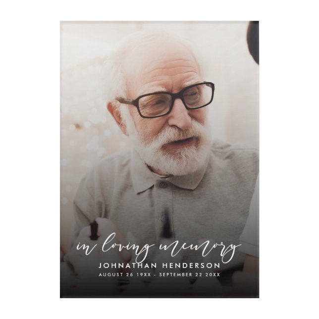 Modern In Loving Memory Photo Tribute Acrylic Print (Front)