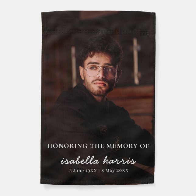Modern In Loving Memory Photo Tribute Garden Flag (Front)