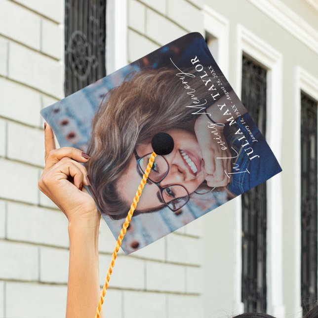 Modern In Loving Memory Photo Tribute Graduate Graduation Cap Topper (Creator Uploaded)