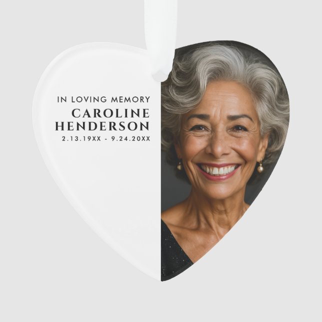 Modern In Loving Memory Photo Tribute Ornament (Front)