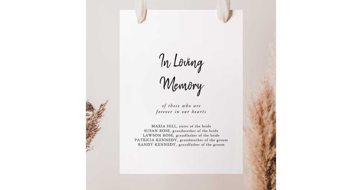 Modern In Loving Memory Sign | Zazzle
