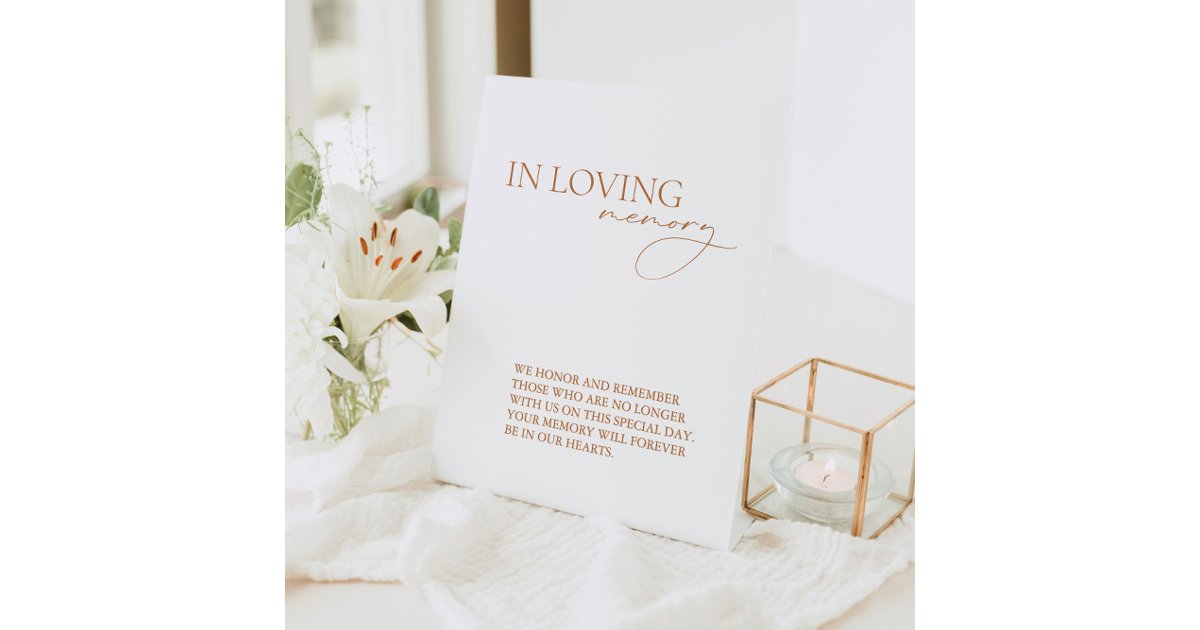 Modern In Loving Memory Simple Wedding Memorial Pedestal Sign | Zazzle