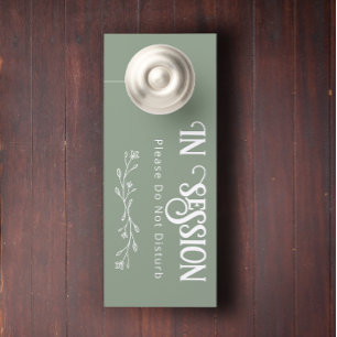 Modern In session Personalized Text Wedding Leaf  Door Hanger