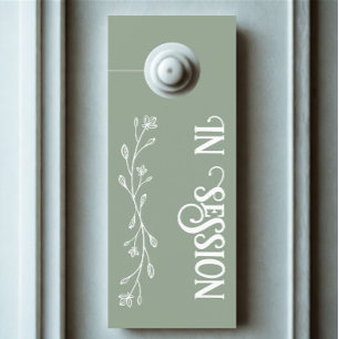 Modern In session Personalized Text Wedding Leaf Door Hanger