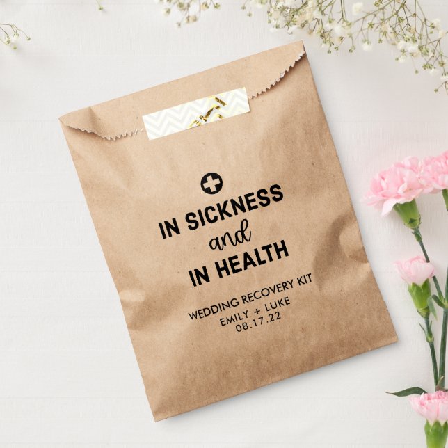 Modern IN SICKNESS AND HEALTH Wedding Recovery  Favor Bag (Sealed)