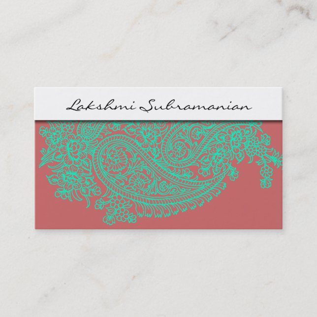 Modern India Paisley Professional Business Cards (Front)