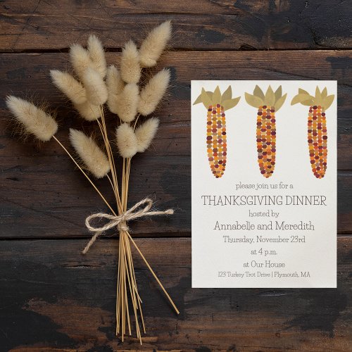 Modern Indian Corn or Maize Thanksgiving Invitation