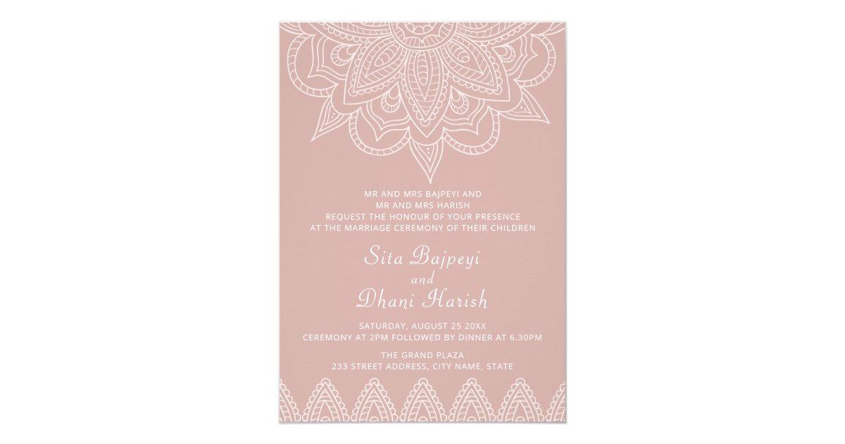 Modern Indian Elegant Pink Mehndi Hindu Wedding Invitation Zazzle Com There are different sizes of hindu wedding invitations. zazzle
