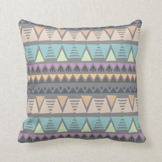 Modern Indian Geometric Triangles and Stripes  Throw Pillow