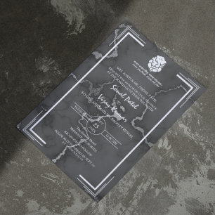 Modern Indian Hindu Wedding Ganesha Marble Invitation