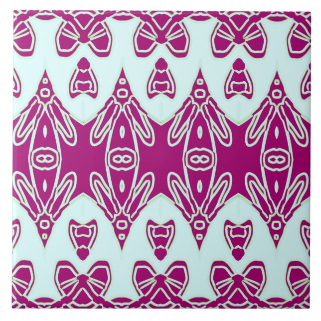 Modern Indian traditional Teal & Maroon classic  Ceramic Tile (Front)