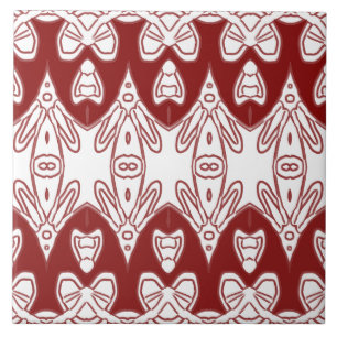 Modern Indian traditional white & red classic Ceramic Tile