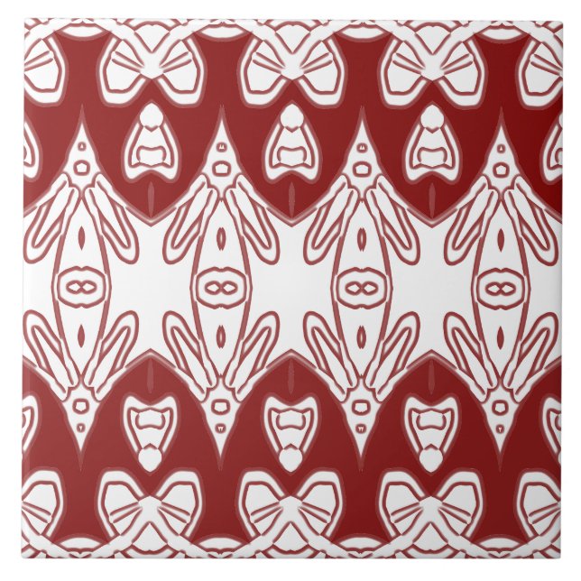 Modern Indian traditional white & red classic   Ceramic Tile (Front)